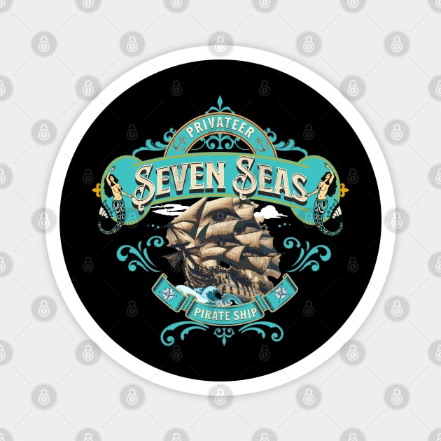 Seven Seas Man of War Pirate Ship Magnet by Bootylicious